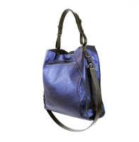 Tasche Tote aus genarbtem metalic Leder